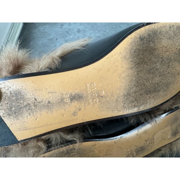 Gucci Princetown Fur Mule Black Patent Leather Slipper size 38.5 - Picture 8 of 8